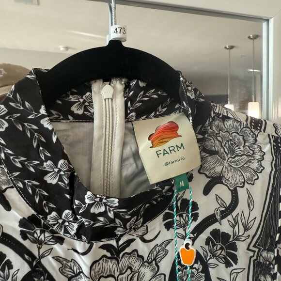 Farm Rio Flower Leopard Pads Mini Dress Black White Size M NWT - Picture 5 of 7